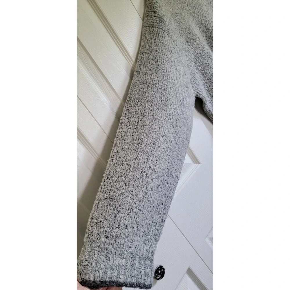 Metropolitan View Mens L V-Neck Wool Blend‎ Sweater Gray Black Marl Italian Yarn
